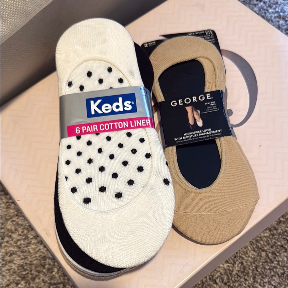 Keds White and Black Polka Dot No-Show Socks